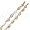 Pulsera Elegante 03.351.0086.1.08 Oro Laminado, Diseño de Elefante, Pulido, Tres Tonos (09 MM Thickness, 8 Inches Length)