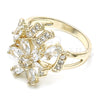 Anillo Multi Piedra 01.210.0092.08 Oro Laminado, Diseño de Flor, con Blanca Zirconia Cubica, Pulido, Tono Dorado (Size 8)