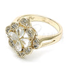 Anillo Multi Piedra 01.210.0093.07 Oro Laminado, Diseño de Flor, con Blanca Zirconia Cubica, Pulido, Tono Dorado (Size 7)