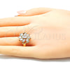 Anillo Multi Piedra 01.210.0094.08 Oro Laminado, con Blanca Zirconia Cubica, Pulido, Tono Dorado (Size 8)