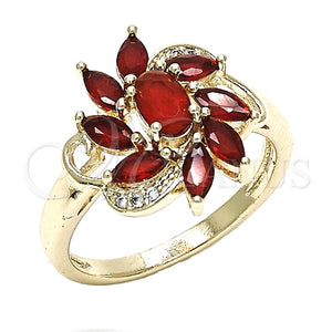 Anillo Multi Piedra 01.210.0094.1.07 Oro Laminado, con Rubi and Blanca Zirconia Cubica, Pulido, Tono Dorado (Size 7)