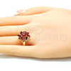 Anillo Multi Piedra 01.210.0094.1.08 Oro Laminado, con Rubi and Dark Ametista Zirconia Cubica, Pulido, Tono Dorado (Size 8)