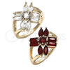 Anillo Multi Piedra 01.210.0095.1.07 Oro Laminado, con Rubi Zirconia Cubica, Pulido, Tono Dorado (Size 7)