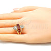 Anillo Multi Piedra 01.210.0096.1.07 Oro Laminado, Diseño de Flor, con Rubi and Blanca Zirconia Cubica, Pulido, Tono Dorado (Size 7)