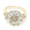 Anillo Multi Piedra 01.210.0097.06 Oro Laminado, Diseño de Flor, con Blanca Zirconia Cubica, Pulido, Tono Dorado (Size 6)