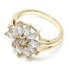 Anillo Multi Piedra 01.210.0097.06 Oro Laminado, Diseño de Flor, con Blanca Zirconia Cubica, Pulido, Tono Dorado (Size 6)