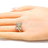 Anillo Multi Piedra 01.210.0098.08 Oro Laminado, con Blanca Zirconia Cubica, Pulido, Tono Dorado (Size 8)