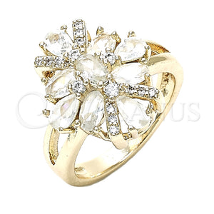 Anillo Multi Piedra 01.210.0099.06 Oro Laminado, con Blanca Zirconia Cubica, Pulido, Tono Dorado (Size 6)
