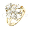 Anillo Multi Piedra 01.210.0099.06 Oro Laminado, con Blanca Zirconia Cubica, Pulido, Tono Dorado (Size 6)