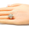 Anillo Multi Piedra 01.210.0099.08 Oro Laminado, con Blanca Zirconia Cubica, Pulido, Tono Dorado (Size 8)