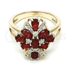 Anillo Multi Piedra 01.210.0099.1.08 Oro Laminado, con Rubi and Blanca Zirconia Cubica, Pulido, Tono Dorado (Size 8)