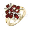 Anillo Multi Piedra 01.210.0099.1.08 Oro Laminado, con Rubi and Blanca Zirconia Cubica, Pulido, Tono Dorado (Size 8)
