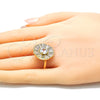Anillo Multi Piedra 01.210.0100.07 Oro Laminado, con Blanca Zirconia Cubica, Pulido, Tono Dorado (Size 7)