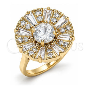 Anillo Multi Piedra 01.210.0100.07 Oro Laminado, con Blanca Zirconia Cubica, Pulido, Tono Dorado (Size 7)
