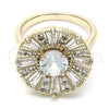 Anillo Multi Piedra 01.210.0100.08 Oro Laminado, Diseño de Baguette, con Blanca Zirconia Cubica, Pulido, Tono Dorado (Size 8)