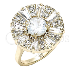 Anillo Multi Piedra 01.210.0100.08 Oro Laminado, Diseño de Baguette, con Blanca Zirconia Cubica, Pulido, Tono Dorado (Size 8)