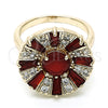 Anillo Multi Piedra 01.210.0100.1.06 Oro Laminado, con Rubi and Blanca Zirconia Cubica, Pulido, Tono Dorado (Size 6)