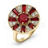 Anillo Multi Piedra 01.210.0100.1.06 Oro Laminado, con Rubi and Blanca Zirconia Cubica, Pulido, Tono Dorado (Size 6)