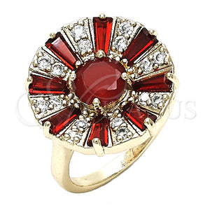 Anillo Multi Piedra 01.210.0100.1.08 Oro Laminado, con Rubi and Blanca Zirconia Cubica, Pulido, Tono Dorado (Size 8)