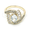 Anillo Multi Piedra 01.210.0101.06 Oro Laminado, Diseño de Baguette, con Blanca Zirconia Cubica, Pulido, Tono Dorado (Size 6)