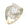 Anillo Multi Piedra 01.210.0101.06 Oro Laminado, Diseño de Baguette, con Blanca Zirconia Cubica, Pulido, Tono Dorado (Size 6)