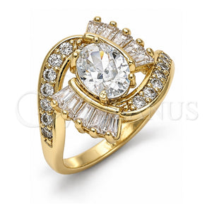 Anillo Multi Piedra 01.210.0101.07 Oro Laminado, con Blanca Zirconia Cubica, Pulido, Tono Dorado (Size 7)