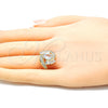 Anillo Multi Piedra 01.210.0101.08 Oro Laminado, con Blanca Zirconia Cubica, Pulido, Tono Dorado (Size 8)