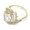 Anillo Multi Piedra 01.210.0101.08 Oro Laminado, con Blanca Zirconia Cubica, Pulido, Tono Dorado (Size 8)