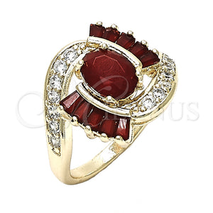 Anillo Multi Piedra 01.210.0101.1.06 Oro Laminado, con Rubi Cristal and Blanca Zirconia Cubica, Pulido, Tono Dorado (Size 6)