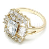 Anillo Multi Piedra 01.210.0102.06 Oro Laminado, con Blanca Zirconia Cubica, Pulido, Tono Dorado (Size 6)
