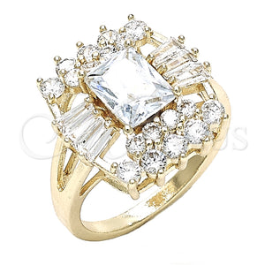 Anillo Multi Piedra 01.210.0102.07 Oro Laminado, con Blanca Zirconia Cubica, Pulido, Tono Dorado (Size 7)