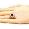 Anillo Multi Piedra 01.210.0102.1.07 Oro Laminado, con Rubi and Blanca Zirconia Cubica, Pulido, Tono Dorado (Size 7)