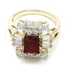 Anillo Multi Piedra 01.210.0102.1.07 Oro Laminado, con Rubi and Blanca Zirconia Cubica, Pulido, Tono Dorado (Size 7)
