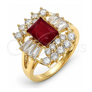Anillo Multi Piedra 01.210.0102.1.07 Oro Laminado, con Rubi and Blanca Zirconia Cubica, Pulido, Tono Dorado (Size 7)