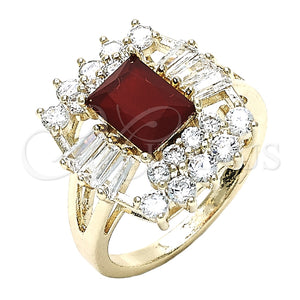 Anillo Multi Piedra 01.210.0102.1.08 Oro Laminado, Diseño de Baguette, con Rubi and Blanca Zirconia Cubica, Pulido, Tono Dorado (Size 8)