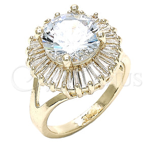 Anillo Multi Piedra 01.210.0103.08 Oro Laminado, con Blanca Zirconia Cubica, Pulido, Tono Dorado (Size 8)