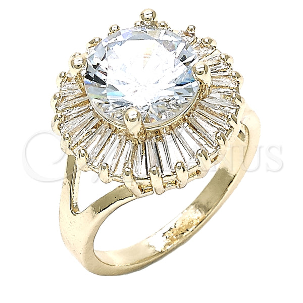 Anillo Multi Piedra 01.210.0103.08 Oro Laminado, con Blanca Zirconia Cubica, Pulido, Tono Dorado (Size 8)