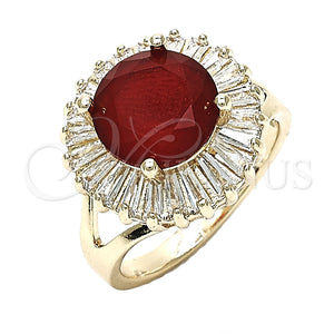 Anillo Multi Piedra 01.210.0103.1.06 Oro Laminado, con Rubi and Blanca Zirconia Cubica, Pulido, Tono Dorado (Size 6)