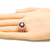 Anillo Multi Piedra 01.210.0103.1.07 Oro Laminado, Diseño de Baguette, con Rubi and Blanca Zirconia Cubica, Pulido, Tono Dorado (Size 7)