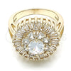 Anillo Multi Piedra 01.210.0104.06 Oro Laminado, Diseño de Flor, con Blanca Zirconia Cubica, Pulido, Tono Dorado (Size 6)