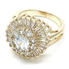 Anillo Multi Piedra 01.210.0104.06 Oro Laminado, Diseño de Flor, con Blanca Zirconia Cubica, Pulido, Tono Dorado (Size 6)