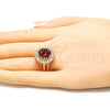 Anillo Multi Piedra 01.210.0104.1.06 Oro Laminado, Diseño de Flor, con Rubi and Blanca Zirconia Cubica, Pulido, Tono Dorado (Size 6)