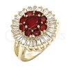 Anillo Multi Piedra 01.210.0104.1.06 Oro Laminado, Diseño de Flor, con Rubi and Blanca Zirconia Cubica, Pulido, Tono Dorado (Size 6)