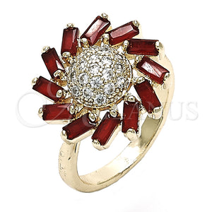 Anillo Multi Piedra 01.210.0105.1.06 Oro Laminado, Diseño de Flor, con Rubi and Blanca Zirconia Cubica, Pulido, Tono Dorado (Size 6)