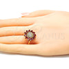 Anillo Multi Piedra 01.210.0105.1.07 Oro Laminado, Diseño de Flor, con Rubi and Blanca Zirconia Cubica, Pulido, Tono Dorado (Size 7)