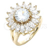 Anillo Multi Piedra 01.210.0106.06 Oro Laminado, Diseño de Flor, con Blanca Zirconia Cubica, Pulido, Tono Dorado (Size 6)