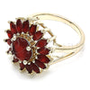 Anillo Multi Piedra 01.210.0106.1.07 Oro Laminado, Diseño de Flor, con Rubi Zirconia Cubica, Pulido, Tono Dorado (Size 7)