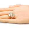 Anillo Multi Piedra 01.210.0107.08 Oro Laminado, con Blanca Zirconia Cubica, Pulido, Tono Dorado (Size 8)