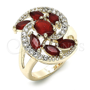 Anillo Multi Piedra 01.210.0107.1.06 Oro Laminado, con Rubi and Blanca Zirconia Cubica, Pulido, Tono Dorado (Size 6)