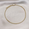 Tobillera Básica 04.213.0090.10 Oro Laminado, Diseño de Miami Cubana, Pulido, Tono Dorado (02 MM Thickness, 10 Inches Length)